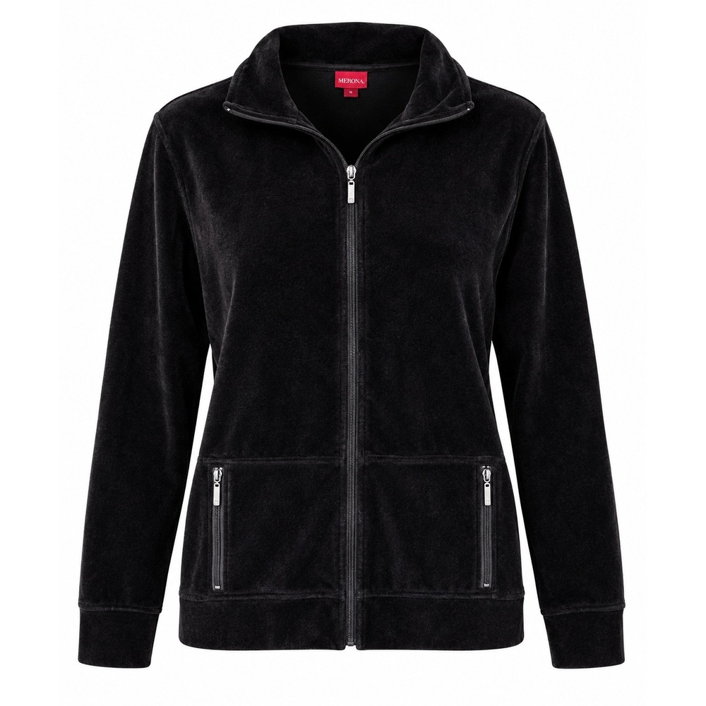 Merona Womens Black Velour Full Zip Mock Neck Jacket XXL - Y2K Velvet
